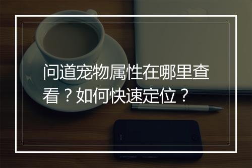 问道宠物属性在哪里查看？如何快速定位？