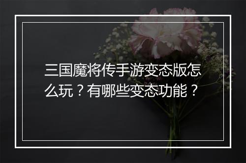 三国魔将传手游变态版怎么玩？有哪些变态功能？