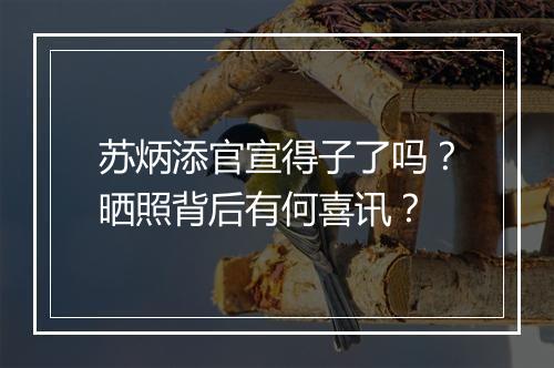 苏炳添官宣得子了吗?晒照背后有何喜讯?