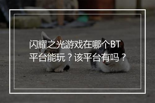 闪耀之光游戏在哪个BT平台能玩?该平台有吗?