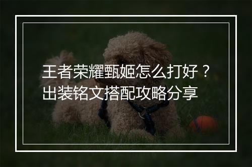 王者荣耀甄姬怎么打好？出装铭文搭配攻略分享