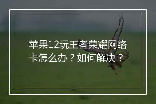 苹果12玩王者荣耀网络卡怎么办？如何解决？