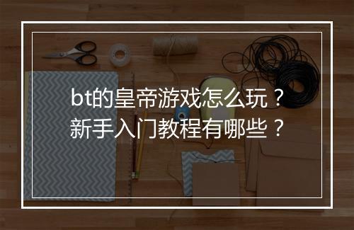 bt的皇帝游戏怎么玩？新手入门教程有哪些？