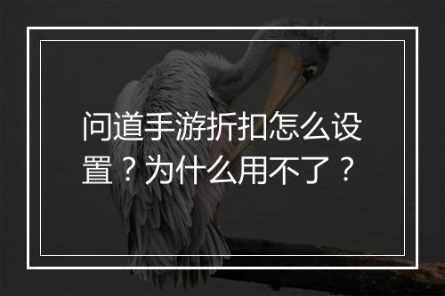 问道手游折扣怎么设置?为什么用不了?