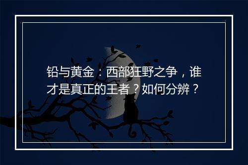 铅与黄金:西部狂野之争,谁才是真正的王者?如何分辨?