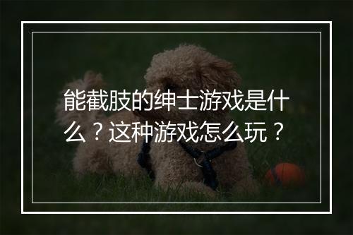 能截肢的绅士游戏是什么？这种游戏怎么玩？