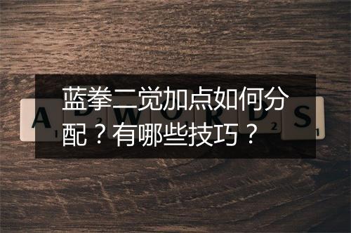蓝拳二觉加点如何分配?有哪些技巧?
