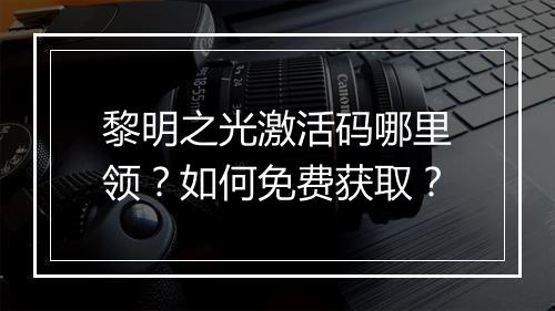 黎明之光激活码哪里领？如何免费获取？