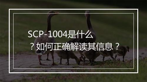 SCP-1004是什么？如何正确解读其信息？