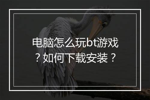 电脑怎么玩bt游戏?如何下载安装?