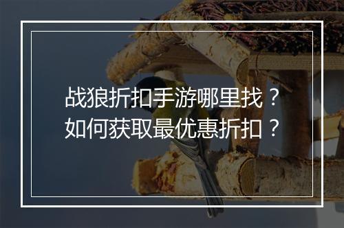 战狼折扣手游哪里找?如何获取最优惠折扣?