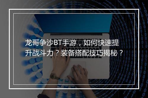 龙哥争沙BT手游，如何快速提升战斗力？装备搭配技巧揭秘？
