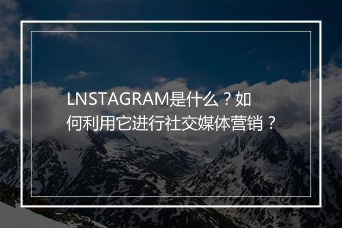 LNSTAGRAM是什么？如何利用它进行社交媒体营销？
