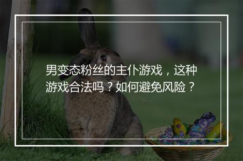 男变态粉丝的主仆游戏，这种游戏合法吗？如何避免风险？