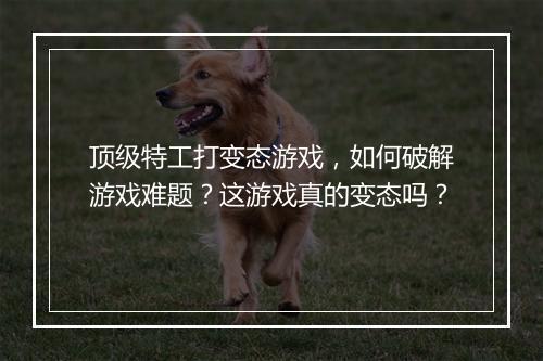 顶级特工打变态游戏，如何破解游戏难题？这游戏真的变态吗？