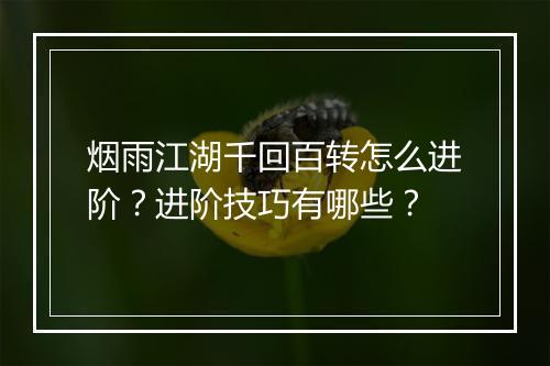 烟雨江湖千回百转怎么进阶?进阶技巧有哪些?
