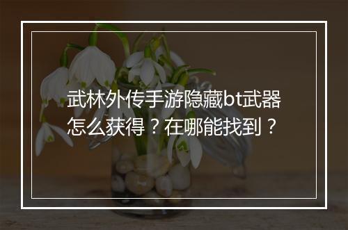 武林外传手游隐藏bt武器怎么获得?在哪能找到?