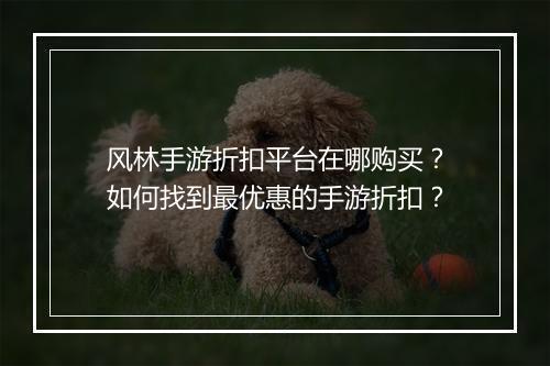 风林手游折扣平台在哪购买?如何找到最优惠的手游折扣?