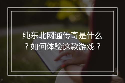 纯东北网通传奇是什么?如何体验这款游戏?