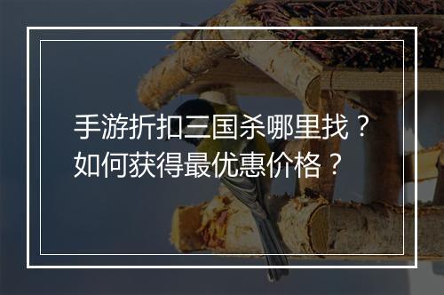手游折扣三国杀哪里找?如何获得最优惠价格?