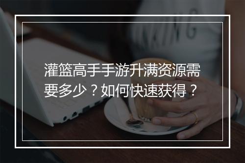灌篮高手手游升满资源需要多少？如何快速获得？