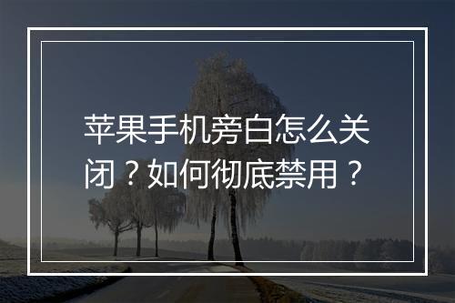 苹果手机旁白怎么关闭?如何彻底禁用?