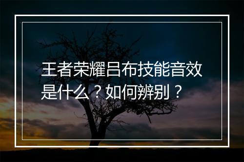 王者荣耀吕布技能音效是什么？如何辨别？