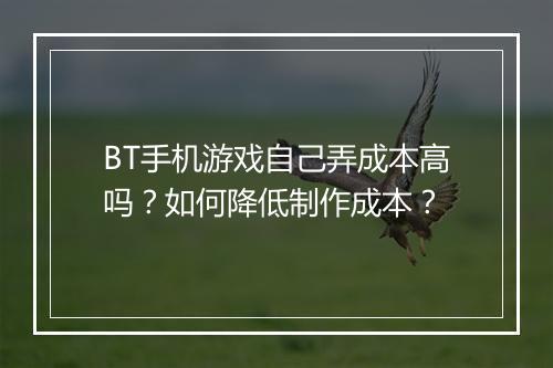 BT手机游戏自己弄成本高吗?如何降低制作成本?