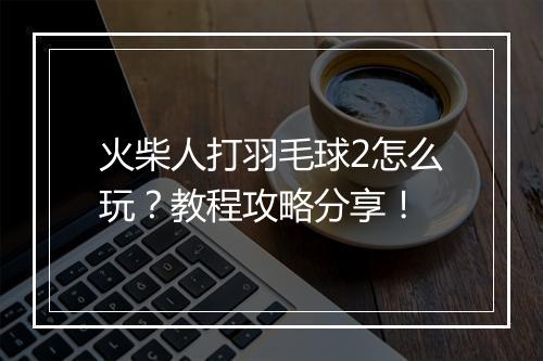 火柴人打羽毛球2怎么玩?教程攻略分享!