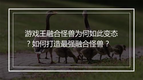 游戏王融合怪兽为何如此变态?如何打造最强融合怪兽?