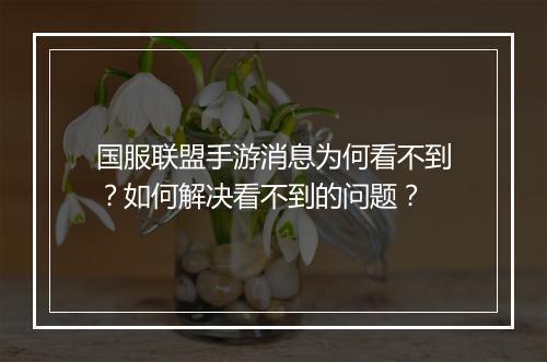 国服联盟手游消息为何看不到？如何解决看不到的问题？