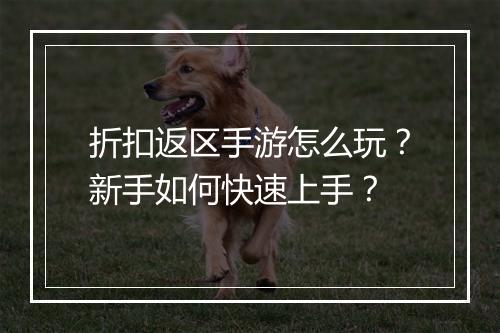 折扣返区手游怎么玩?新手如何快速上手?