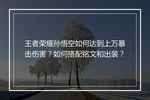 王者荣耀孙悟空如何达到上万暴击伤害？如何搭配铭文和出装？