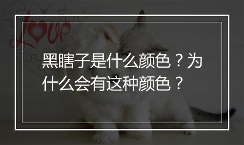 黑瞎子是什么颜色？为什么会有这种颜色？