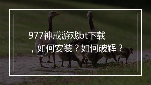 977神戒游戏bt下载，如何安装？如何破解？