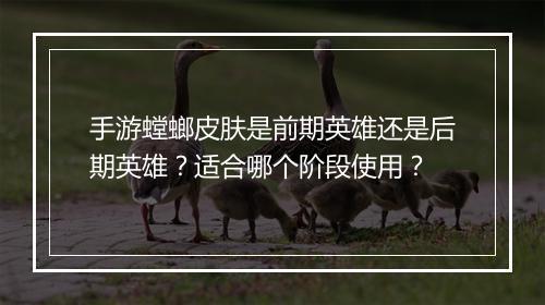手游螳螂皮肤是前期英雄还是后期英雄？适合哪个阶段使用？