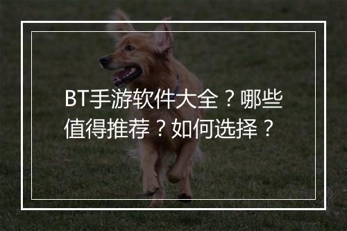 BT手游软件大全?哪些值得推荐?如何选择?