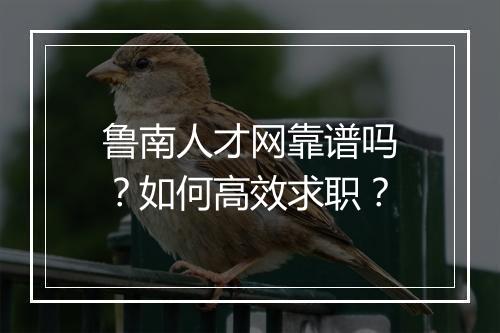 鲁南人才网靠谱吗？如何高效求职？