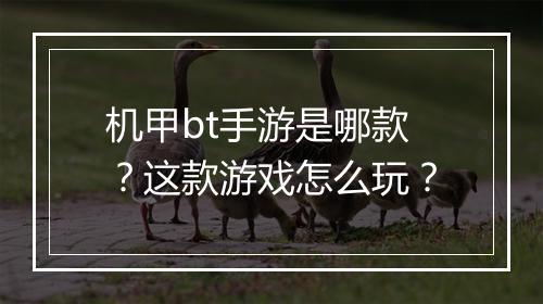 机甲bt手游是哪款？这款游戏怎么玩？