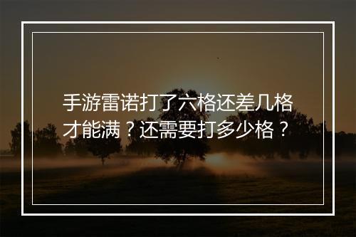 手游雷诺打了六格还差几格才能满？还需要打多少格？