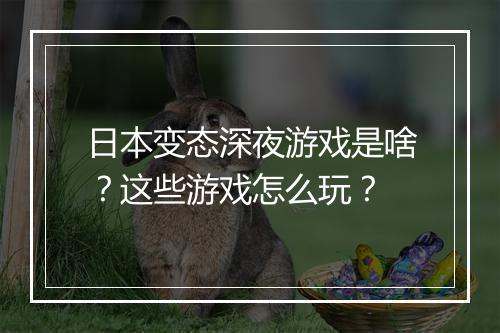 日本变态深夜游戏是啥？这些游戏怎么玩？