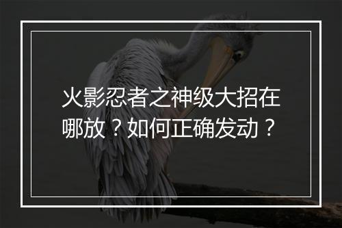 火影忍者之神级大招在哪放？如何正确发动？