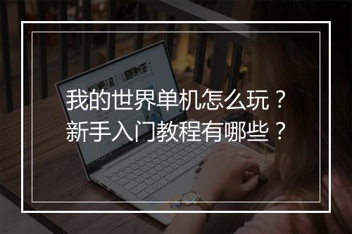 我的世界单机怎么玩?新手入门教程有哪些?
