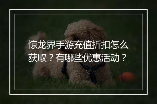 惊龙界手游充值折扣怎么获取？有哪些优惠活动？