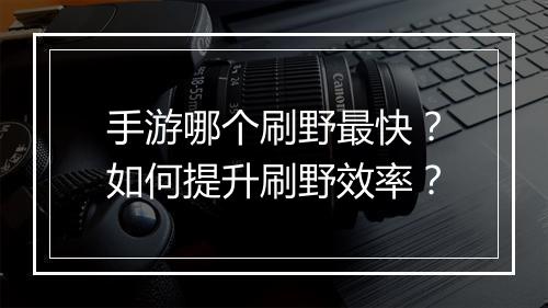 手游哪个刷野最快？如何提升刷野效率？