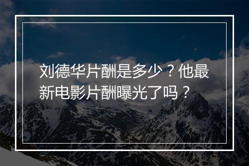 刘德华片酬是多少?他最新电影片酬曝光了吗?