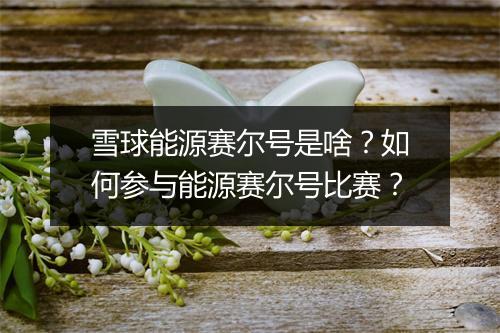 雪球能源赛尔号是啥?如何参与能源赛尔号比赛?
