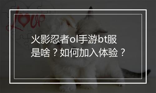 火影忍者ol手游bt服是啥?如何加入体验?