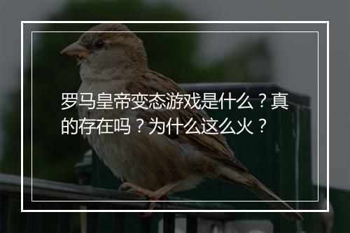 罗马皇帝变态游戏是什么?真的存在吗?为什么这么火?