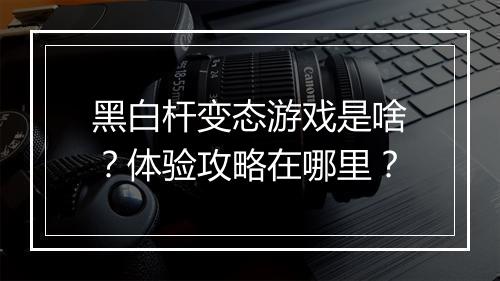 黑白杆变态游戏是啥？体验攻略在哪里？